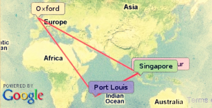 Map showing travelling plans