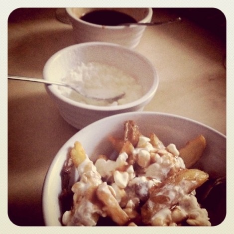 Homemade poutine for dinner! Yummy!