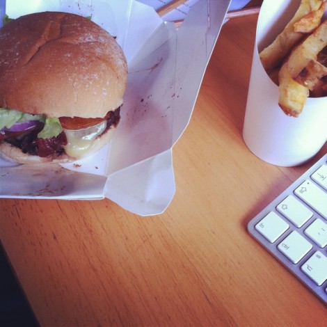 Mmmm, desk delivered Byron Burgers....