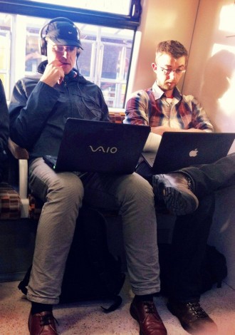 Mac and PC stereotypes on the train...