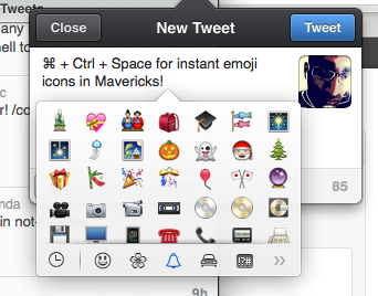 Shortcut Key for emoji icons in Mac OS X Mavericks